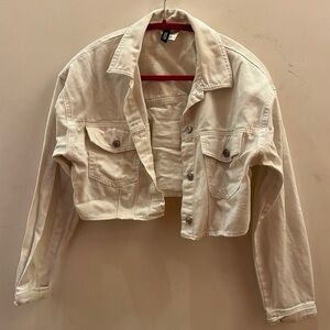 H&M Cropped White Denim Jacket